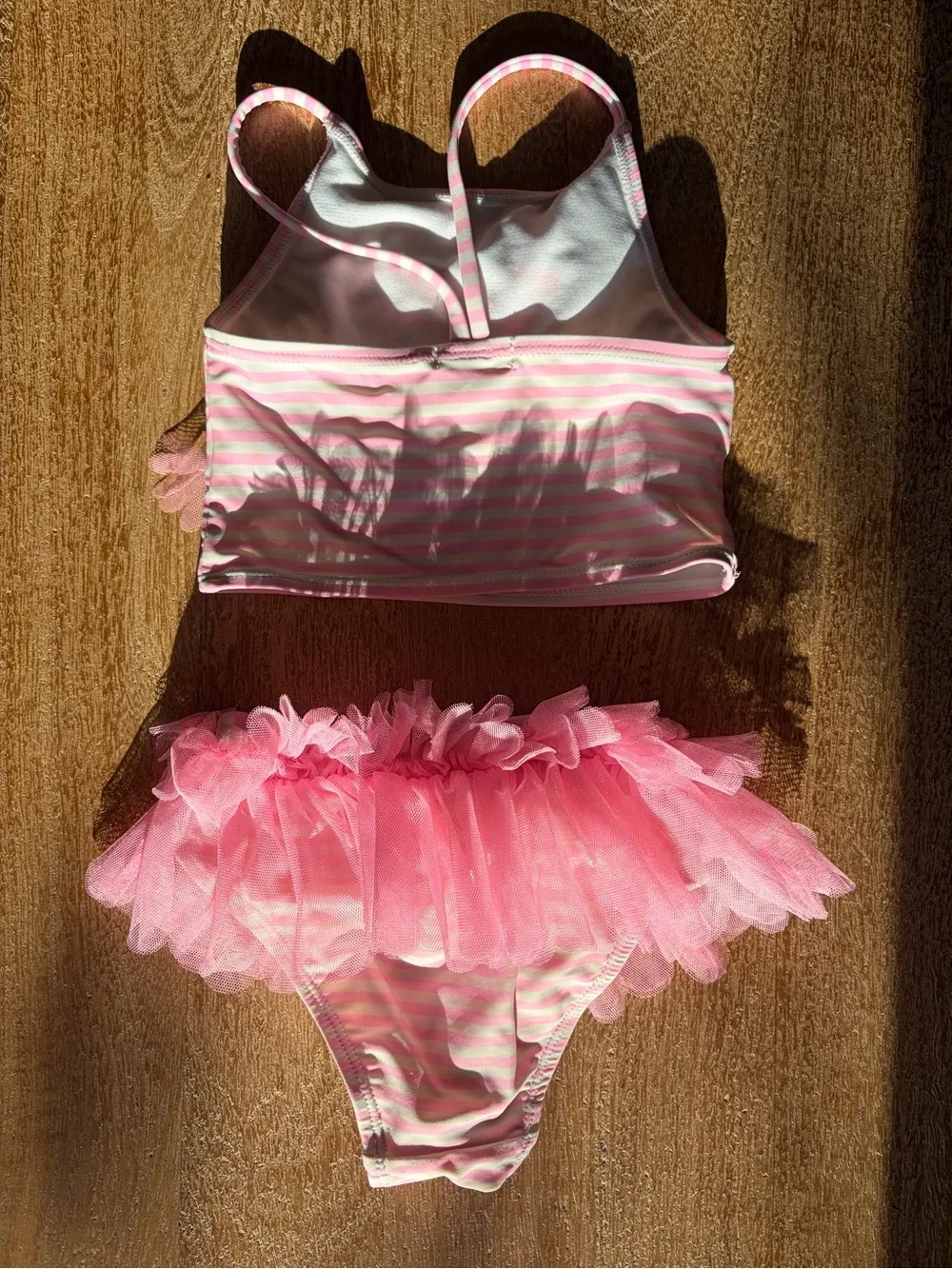 Flapdoodles Pink Striped Tutu Two-Piece Swimsuit